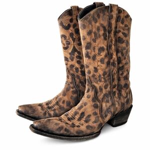 Cavenders Leopard Print Cowboy Boots 9B
